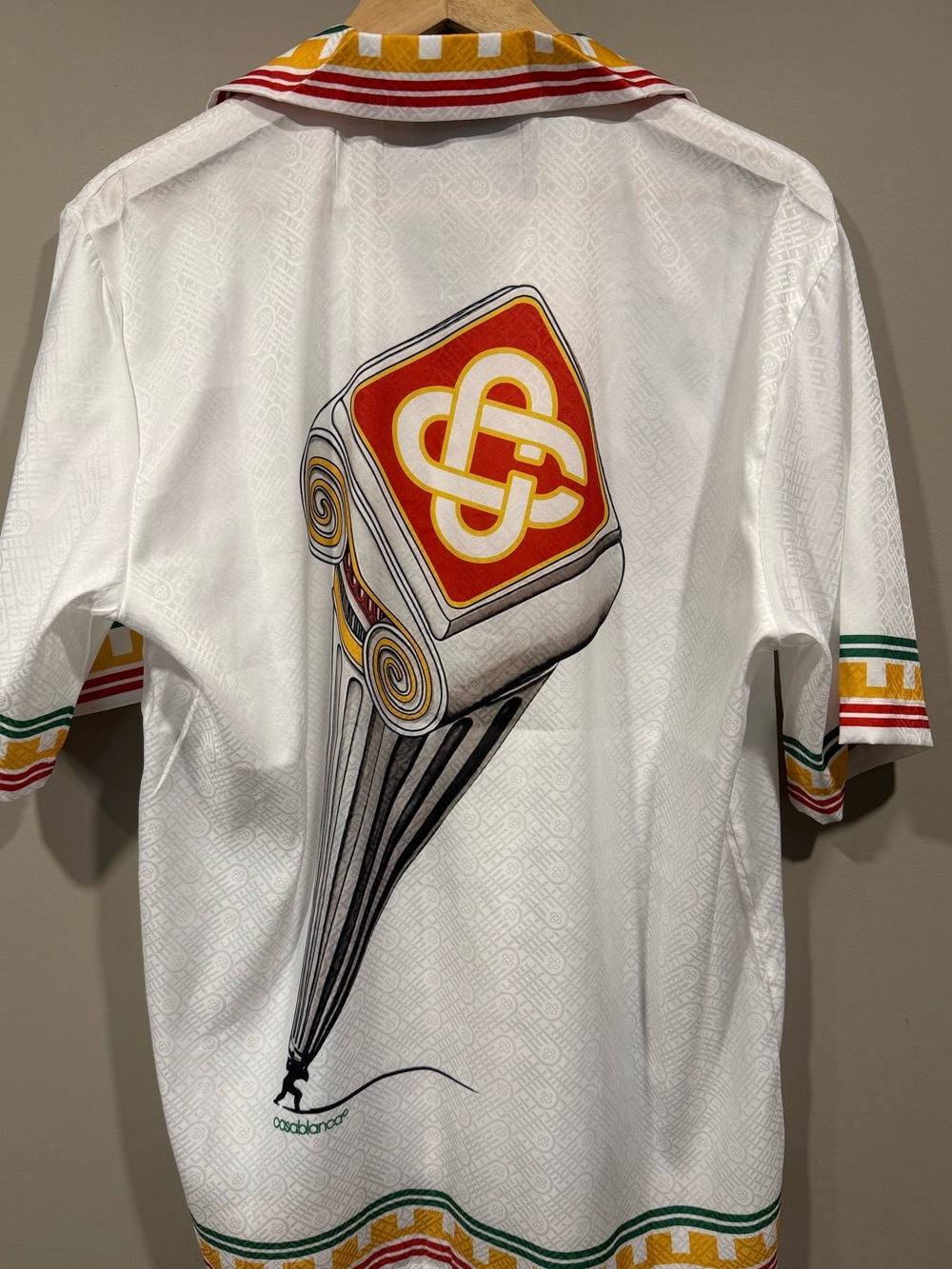 Casablanca White Silk Short-Sleeve Button-Down Shirt (Set 1:1 defect)